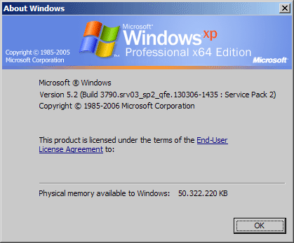 Команда winver windows xp