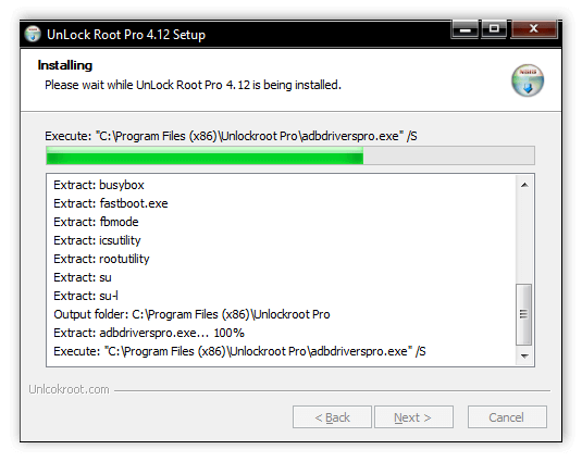 Процесс инсталляции Unlock Root