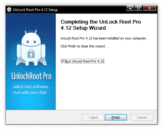 Завершение установки Unlock Root для ПК