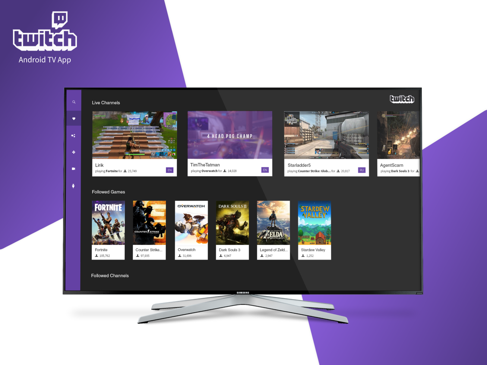 Версии твич на андроид. Твич на смарт ТВ. Андроид ТВ. Твич приложение. Twitch Samsung Smart TV.