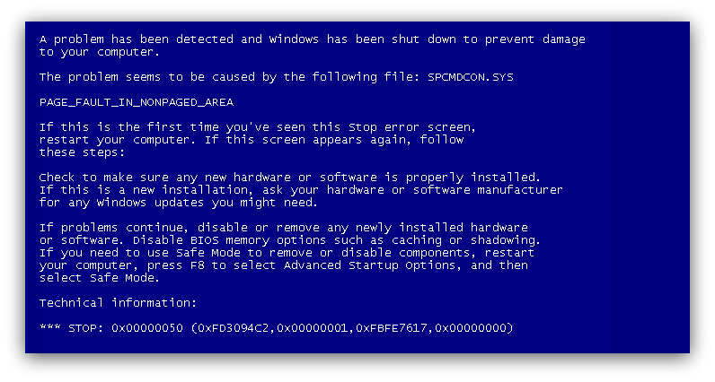 Синий экран смерти на Windows 7 и XP