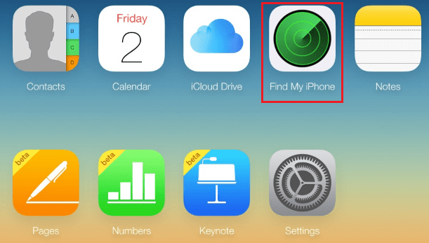 Меню iCloud.