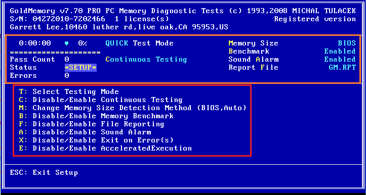Интерфейс Goldmemory.