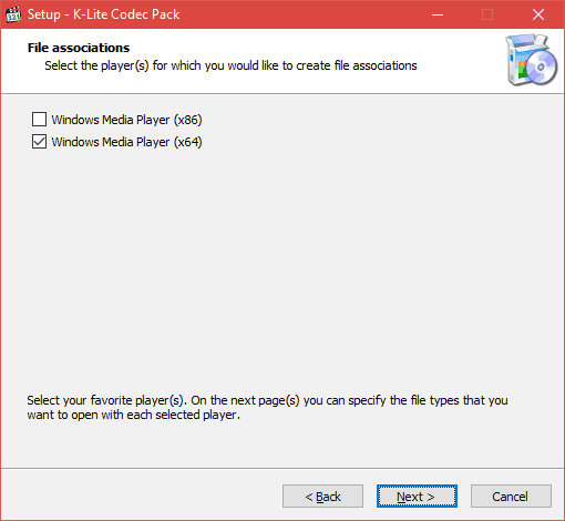 Выбор версии Windows Media Player.