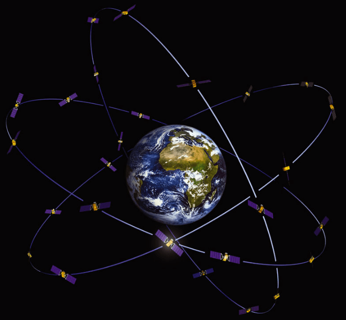 Спутники GPS вокруг земли.