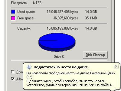 освободить место на диске с windows 10