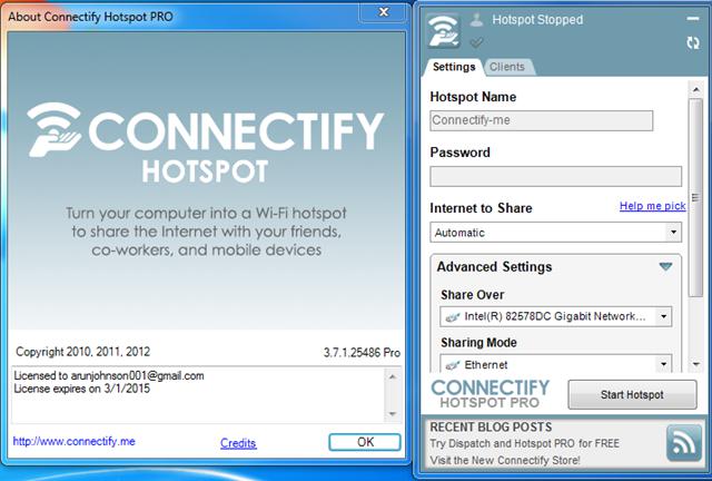 Программа Connectofy Hot Spot PRO