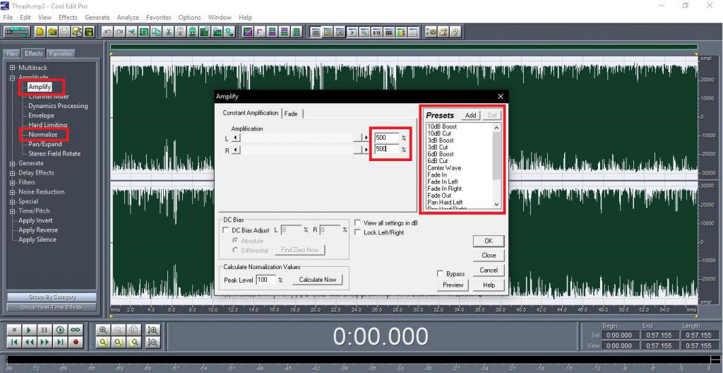 Усиление звука в программе Cool Edit Pro