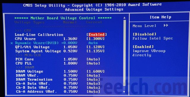Измененеи вольтажа процессора Intel