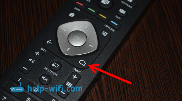 Фото кнопки запуска Android TV на телевизоре Philips