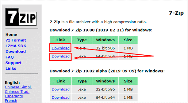 ΠΠ΅Π±-ΡΠ΅ΡΡΡΡ ΠΏΡΠΎΠ³ΡΠ°ΠΌΠΌΡ 7-Zip