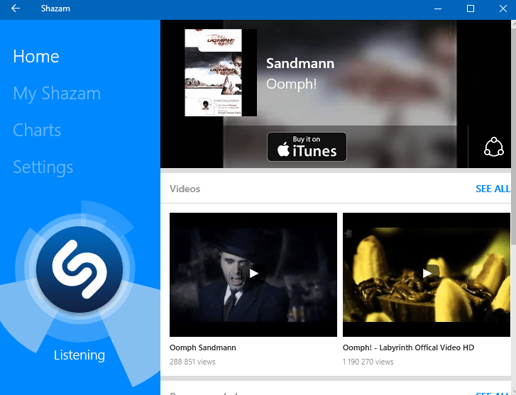 Поиск музыки по звуку в Shazam