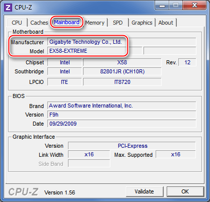 CPU-Z системная плата