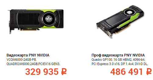 Стоимость старших моделей профессиональных видеокарт Nvidia Quadro