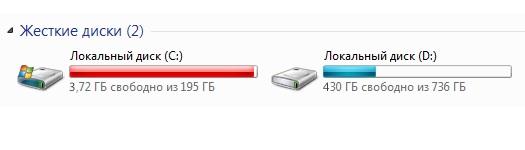 Нехватка свободного места на системном диске