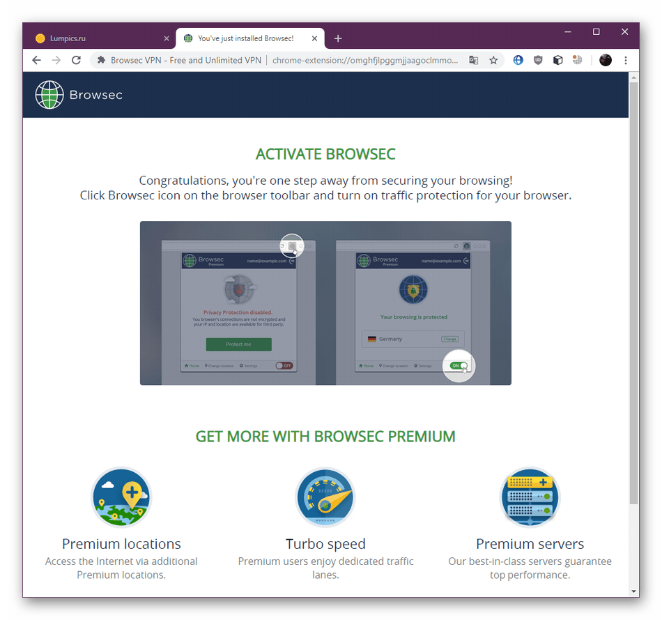 Использование расширения BROWSEC для обхода блокировок сайтов в Google Chrome