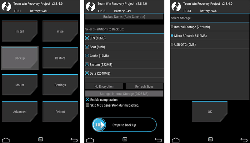TWRP backup Android