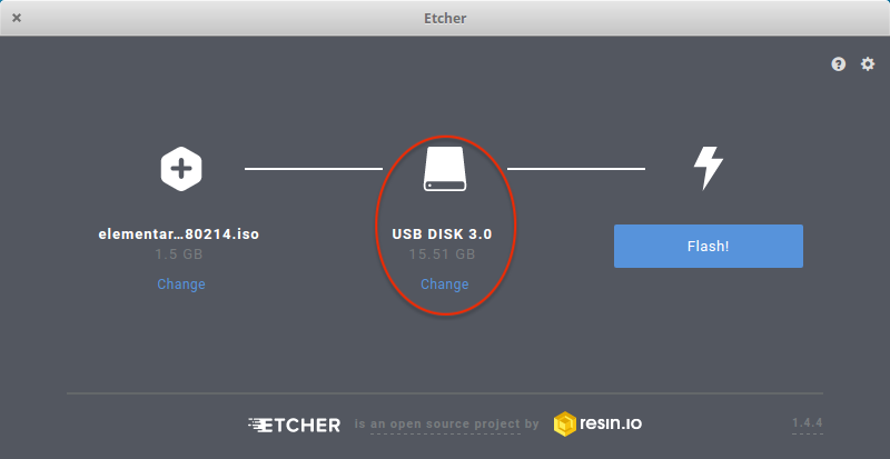 Etcher. Выбор ISO образа