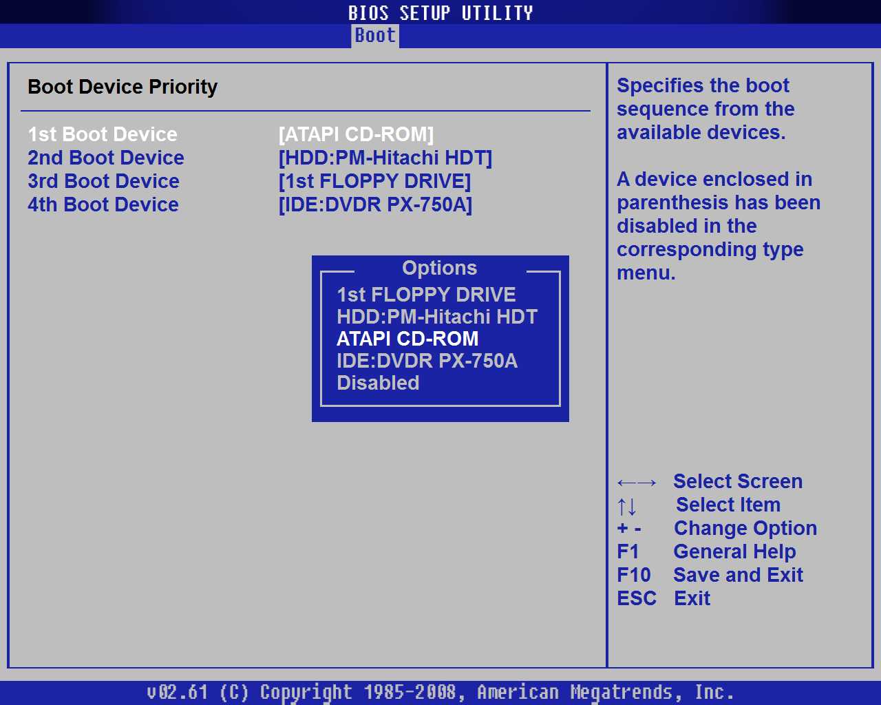 Как зайти в биос windows server 2008