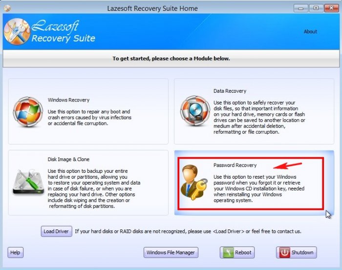 Как сбросить пароль на Windows 8.1 с помощью загрузочной флешки Lazesoft Recovery Suite Home