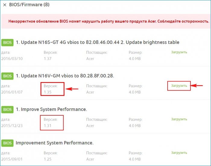 Как обновить БИОС на ноутбуке Acer