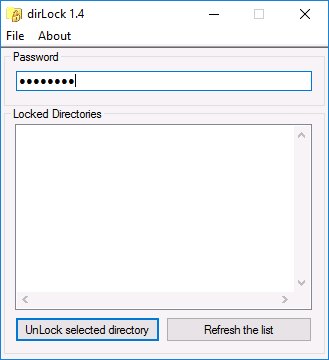 Пароль на папку в программе DirLock