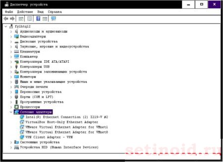 Выберите Сетевые адаптеры
