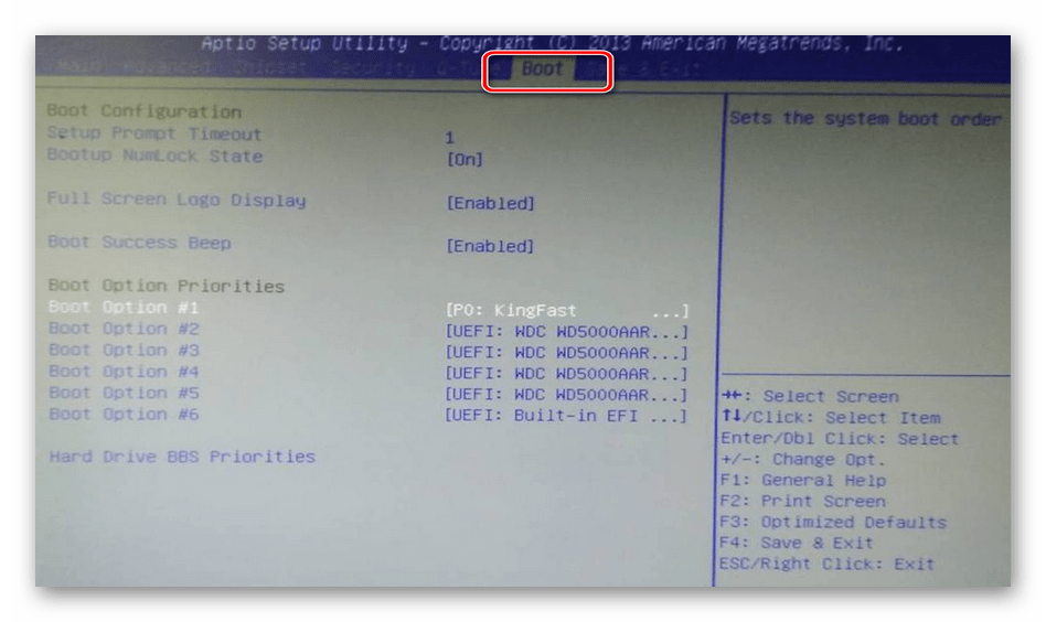 Изменение приоритет загрузки в BIOS