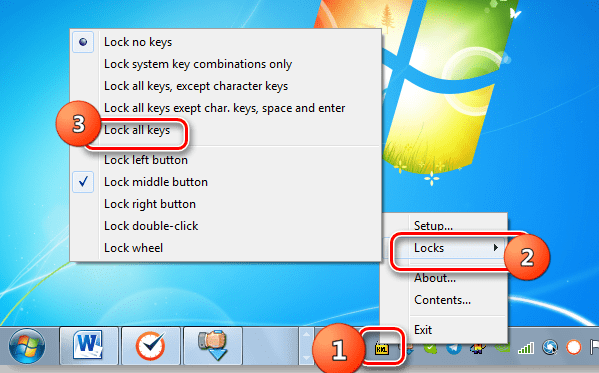 Режимы блокировки клавиатуры в Kid Key Lock