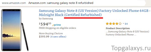 Восстановленный Galaxy Note 8 продается на Amazon