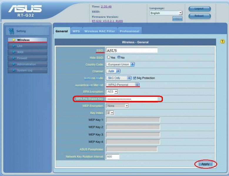 Роутер Asus: как поменять WiFi пароль