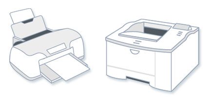 Струйный принтер и лазерный принтер, используемые в связке с компьютером
