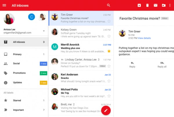 Найти архивированные письма в Gmail на Android