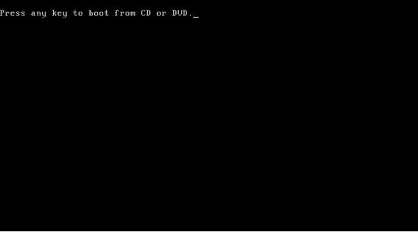 Press any key to boot from CD or DVD