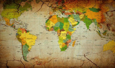 Политическая карта мира в трещинах