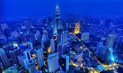 малайзия город сумерки высота небоскребы башни
